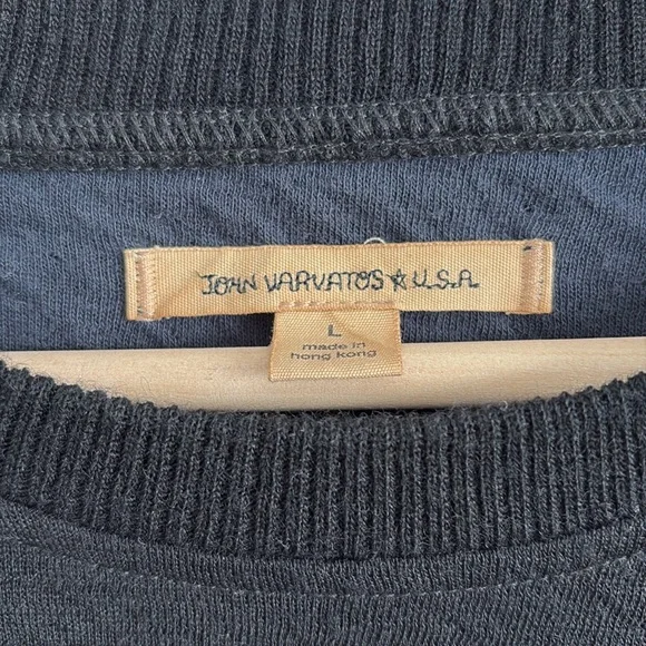 John Varvatos Men’s Wool/Cotton Sweater Elbow Pad Detail Black Size L - Picture 2 of 6